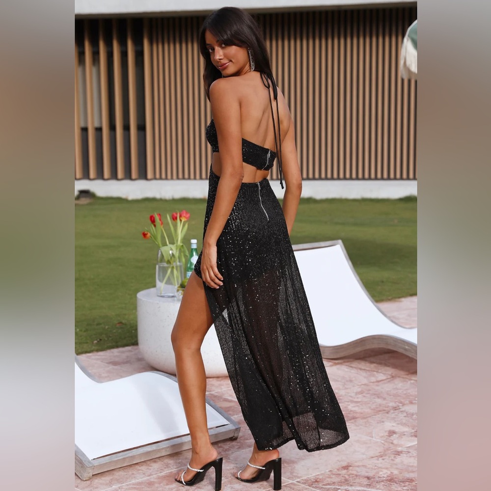 Hello Molly Black Sequin Cutout Maxi Dress - Picture 5 of 5